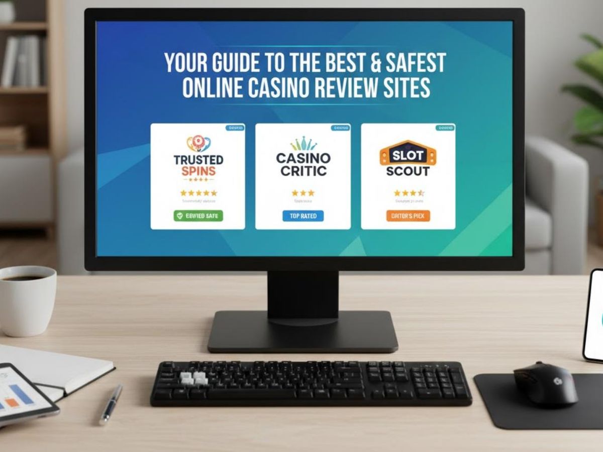 A casino review site open on a desktop monitor